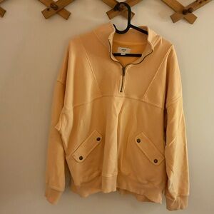 Aerie Light Orange Ribbed 1/4 zip Top